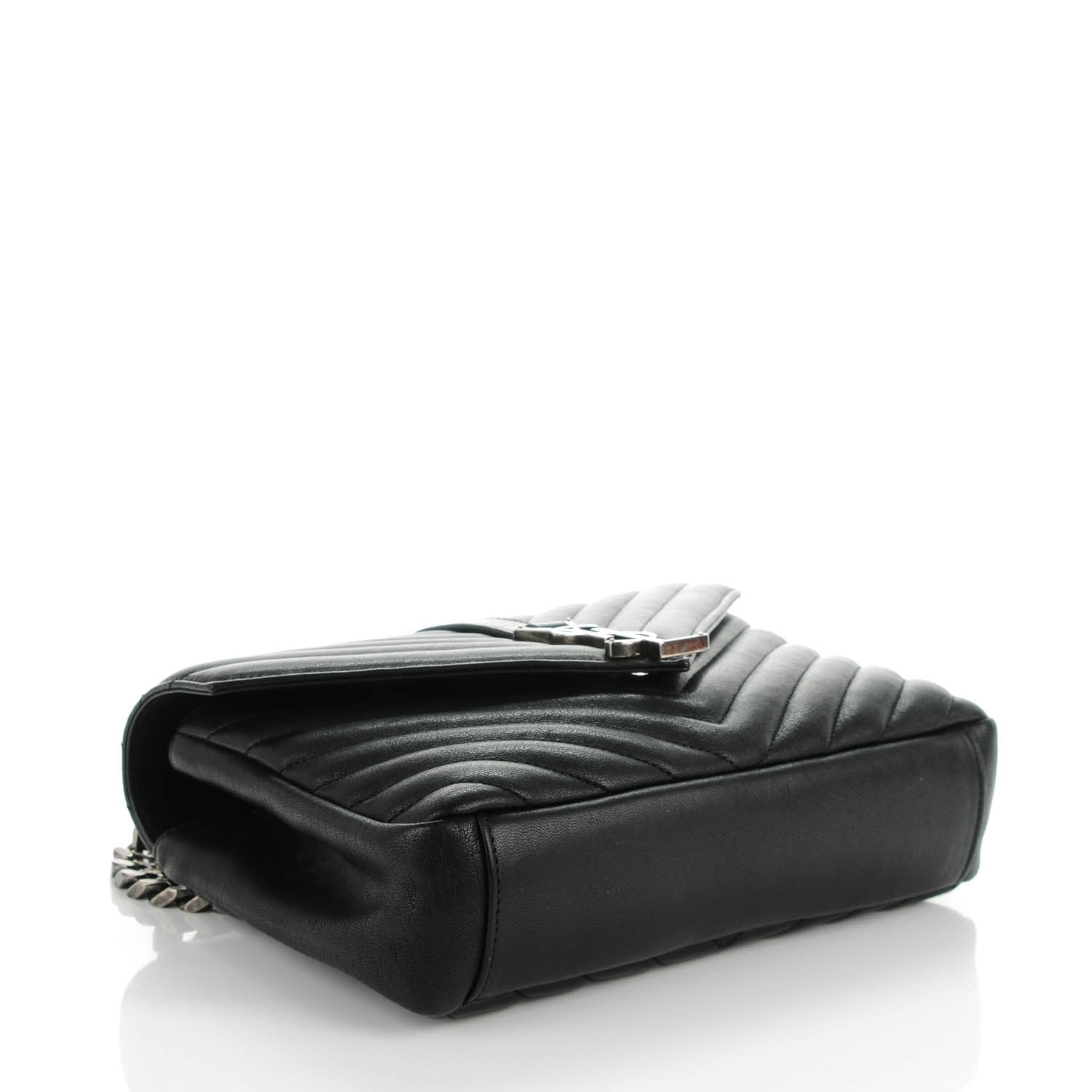 Saint Laurent Sheepskin Matelasse Chevron Monogram Medium College Bag Black 4 of 7