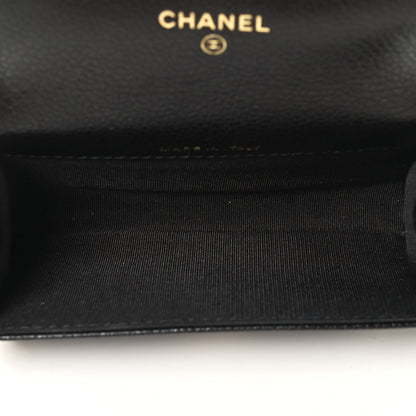Chanel Caviar Camellia Embossed Card Holder Wallet Black 7 of 8