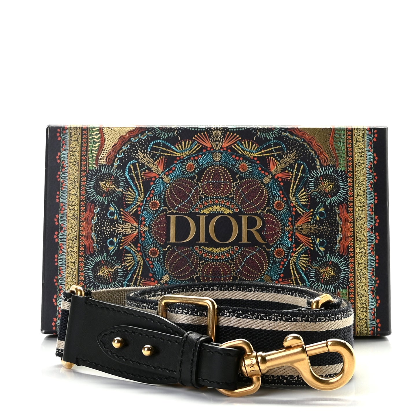Canvas Embroidered Shoulder Strap Black