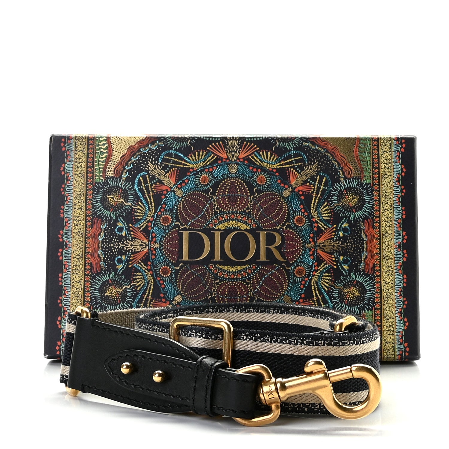 Christian Dior Canvas Embroidered Shoulder Strap Black 3 of 8