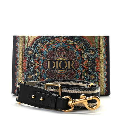 Christian Dior Canvas Embroidered Shoulder Strap Black 3 of 8