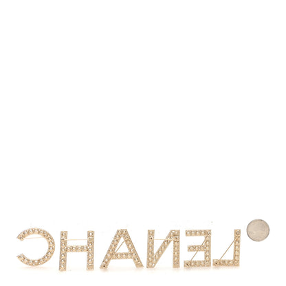 Chanel Crystal Cha-Nel Logo Brooch Set Gold 2 of 4