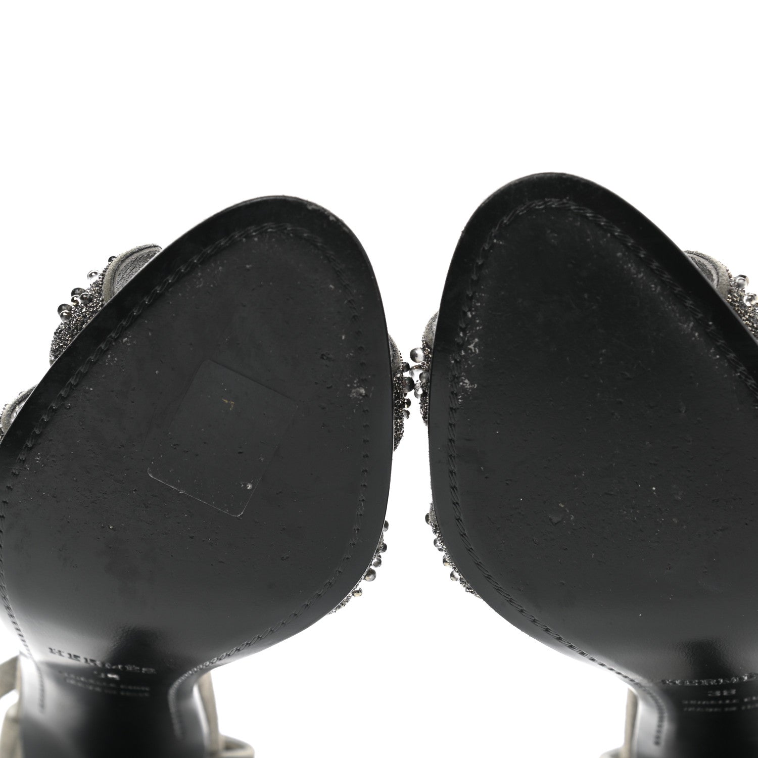 Hermes Suede Goatskin Crystal Premiere 105 Sandals 38 Grey 6 of 9