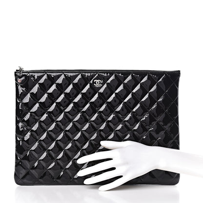 Chanel Patent Calfskin Quilted Valentine Hearts Large Cosmetic Case Black 2 of 7