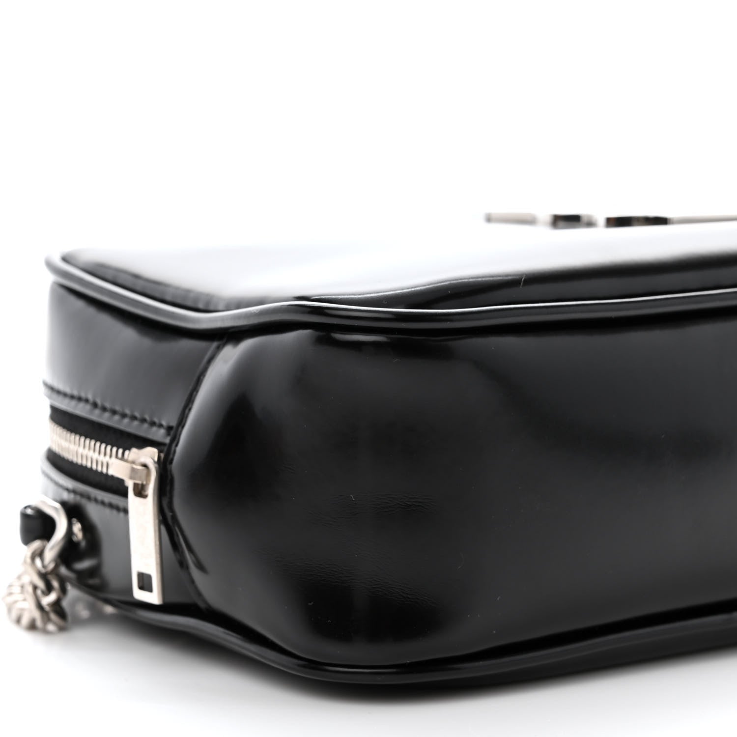 Saint Laurent Shiny Calfskin Monogram Mini Lou Camera Bag Black 9 of 10