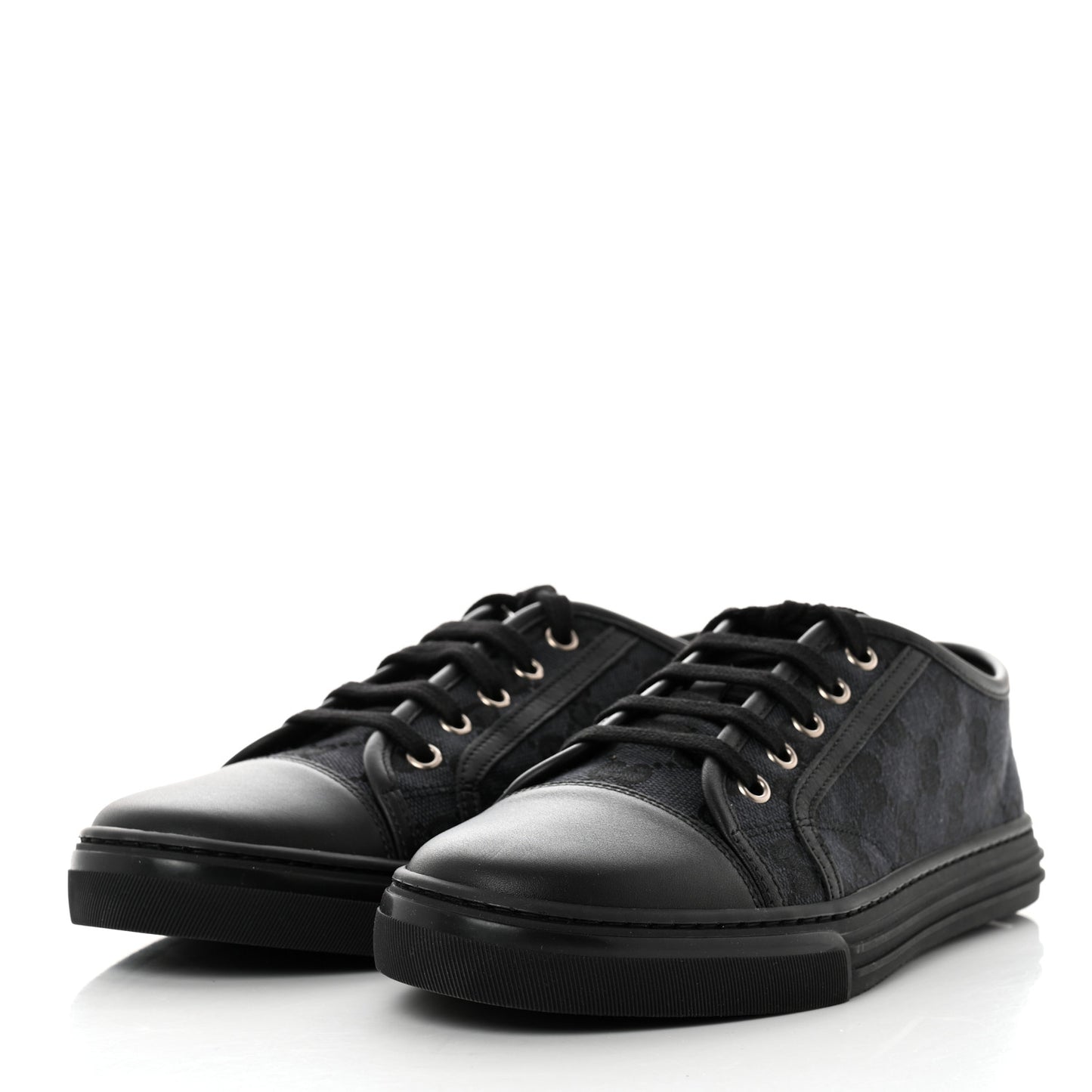 GG Monogram Calfskin Womens Low Top Sneakers 39 Piombo Black