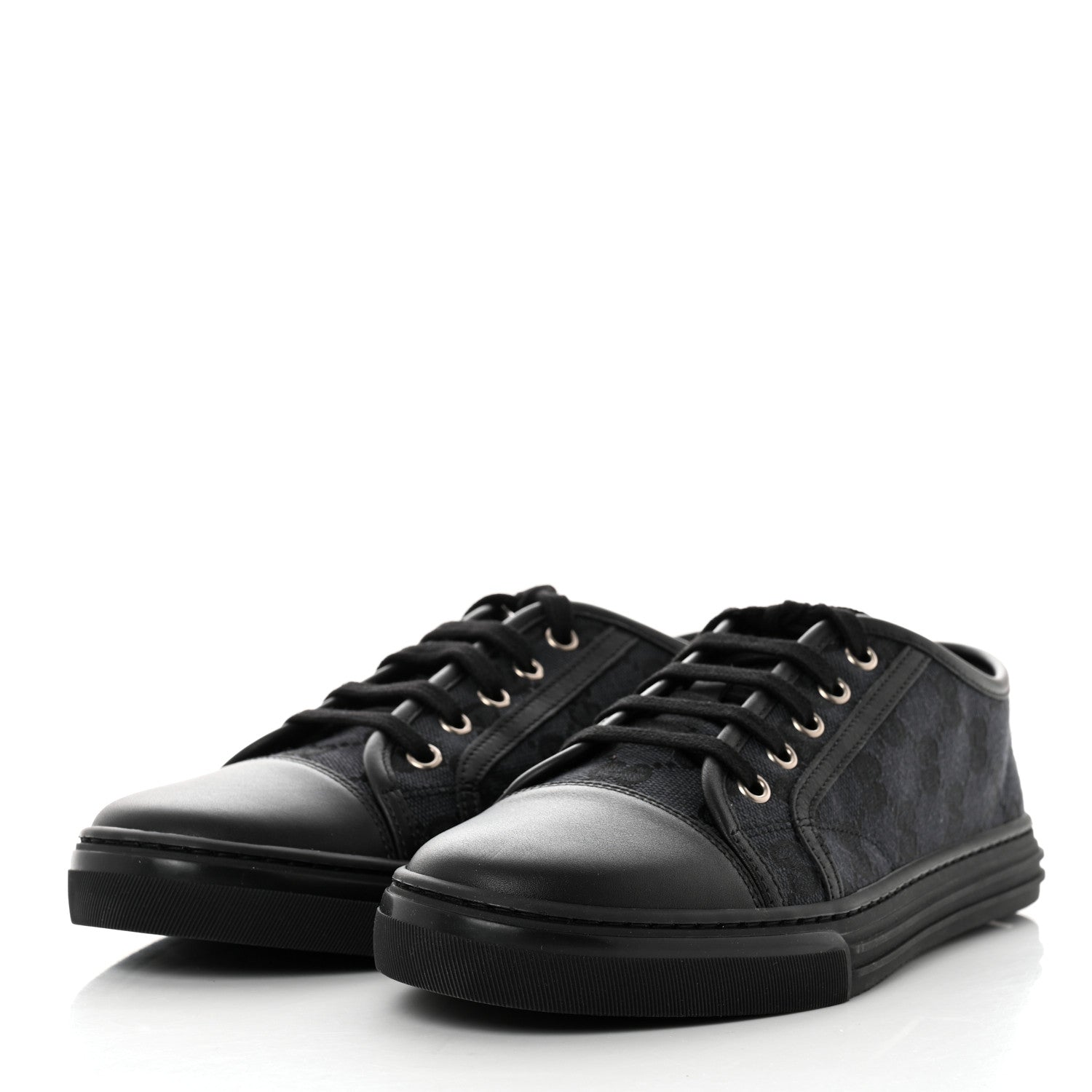 Gucci GG Monogram Calfskin Womens Low Top Sneakers 39 Piombo Black 3 of 9