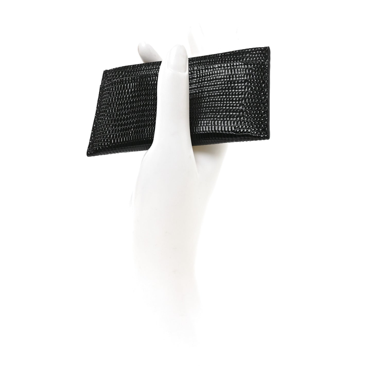 Calfskin Lizard Embossed Card Holder Black
