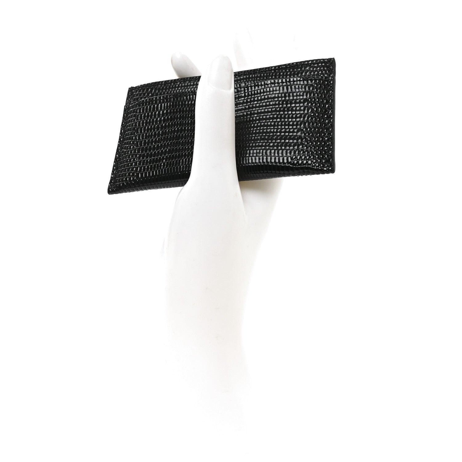 Chanel Calfskin Lizard Embossed Card Holder Black 16 of 16