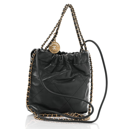 Chanel Shiny Calfskin Quilted Mini Chanel 22 Dark Grey 3 of 9