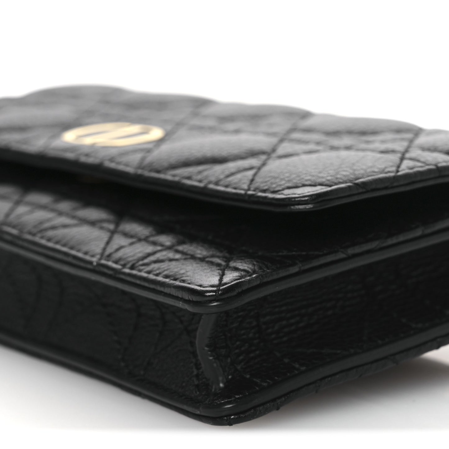 Supple Calfskin Cannage Caro Belt Pouch with Chain  Black Black