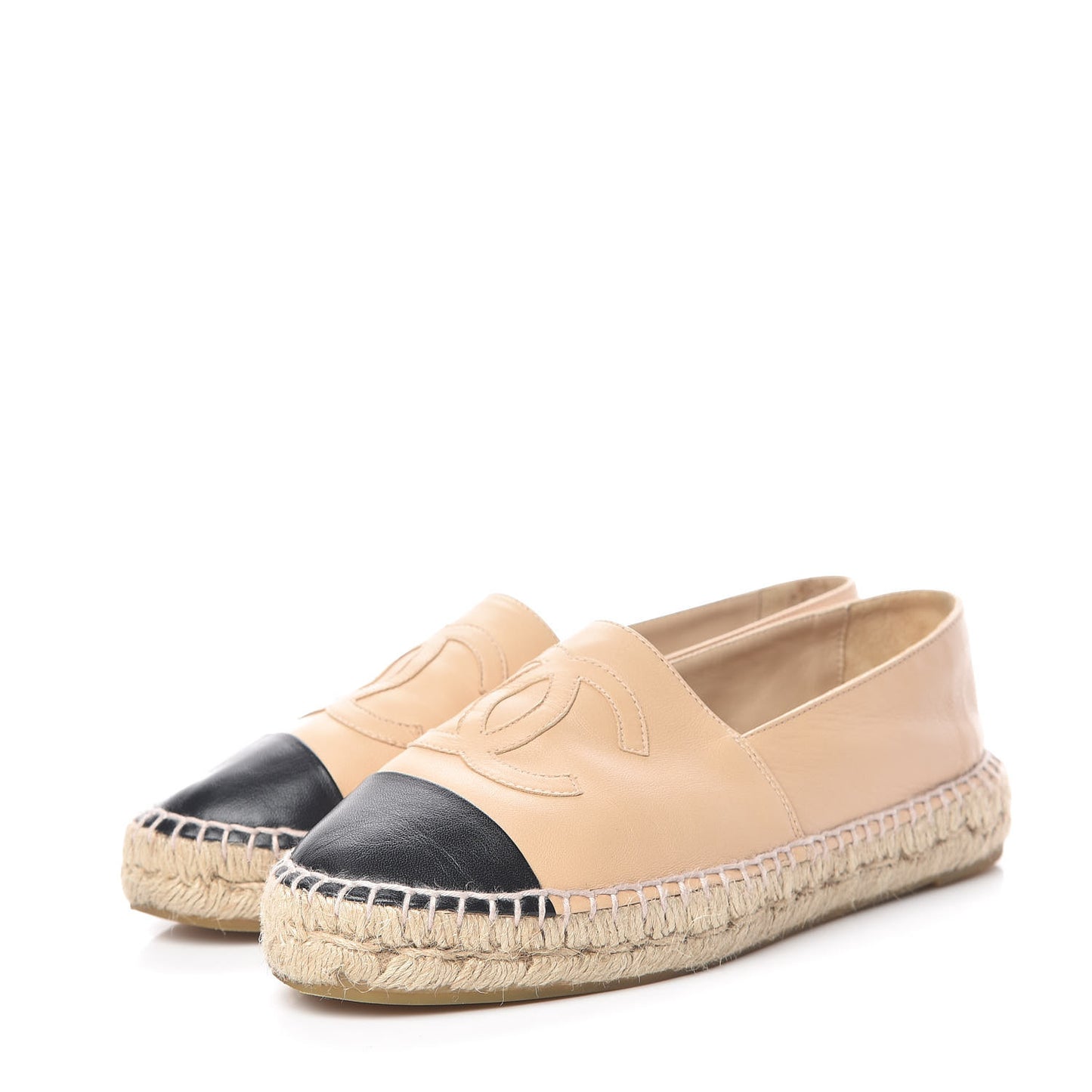 Lambskin CC Espadrilles 38 Beige Black
