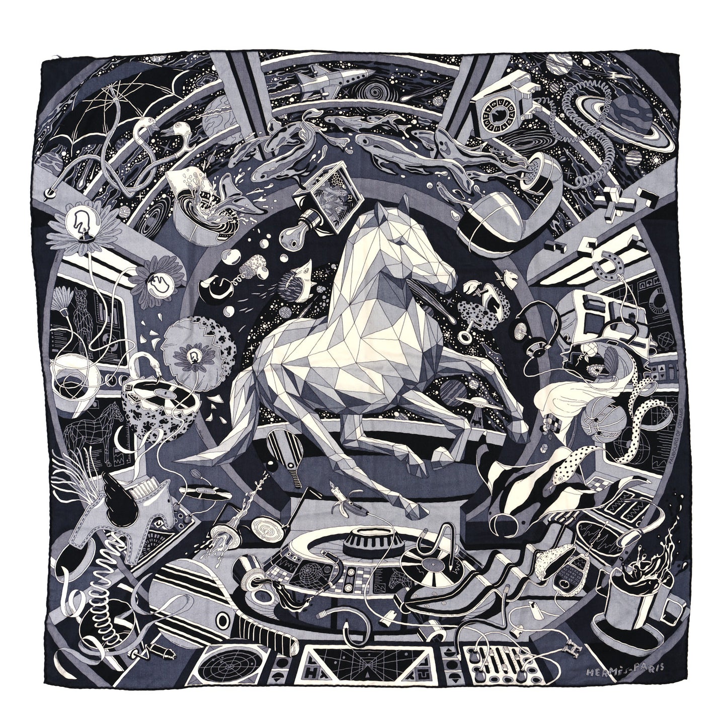 Cashmere Silk Faubourg Of Dreams Scarf 100 Anthracite Black Gris