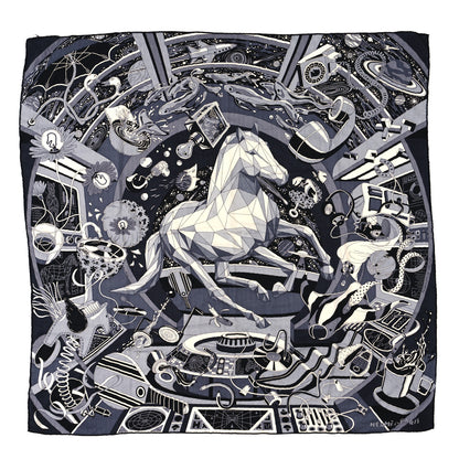 Hermes Cashmere Silk Faubourg Of Dreams Scarf 100 Anthracite Black Gris 1 of 4