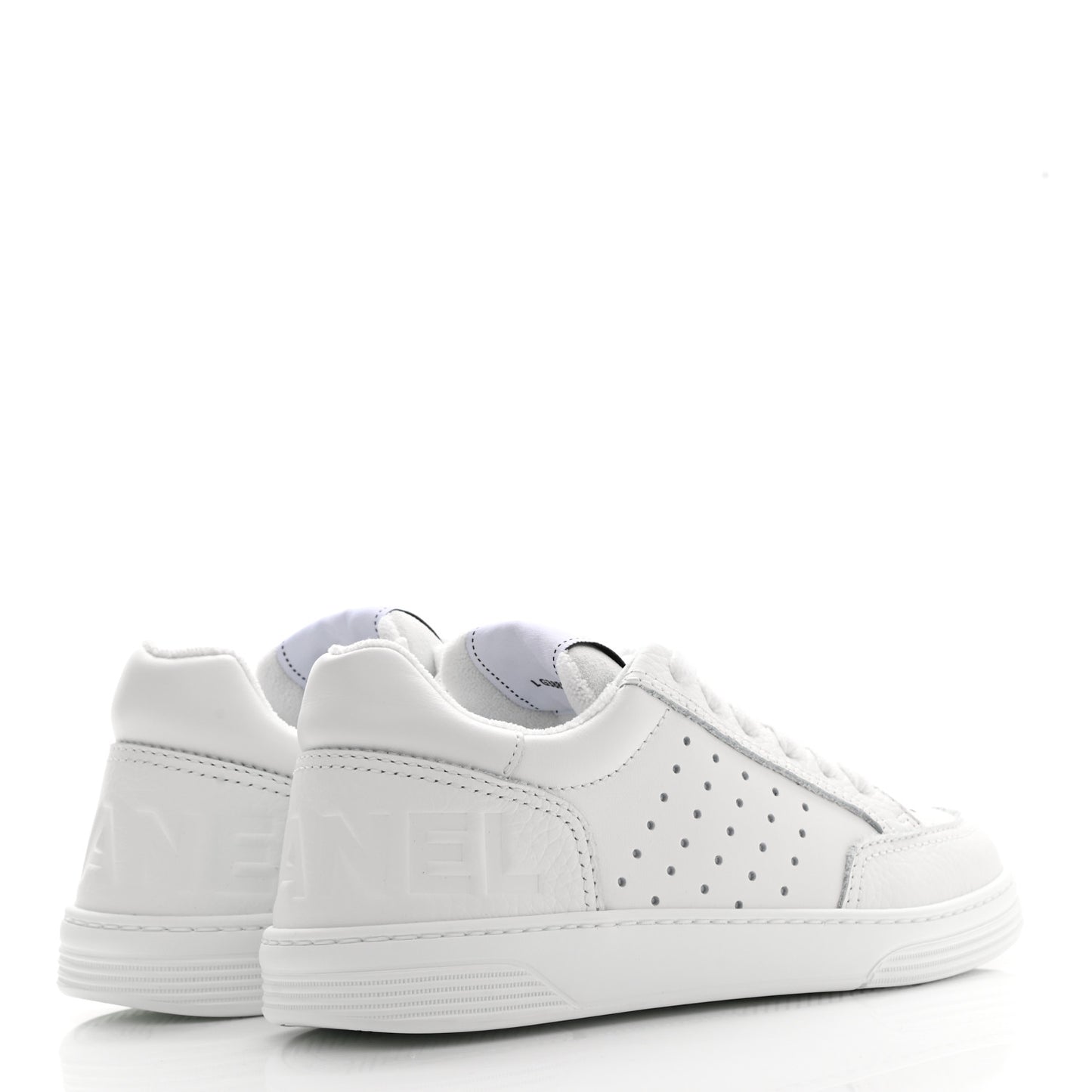 Grained Calfskin Fabric Womens Logo Sneakers 37.5 White 35 White