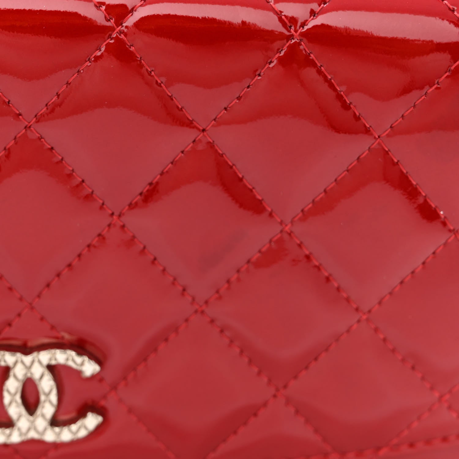 Chanel Patent Quilted Brilliant Wallet On Chain WOC Red 13 of 14