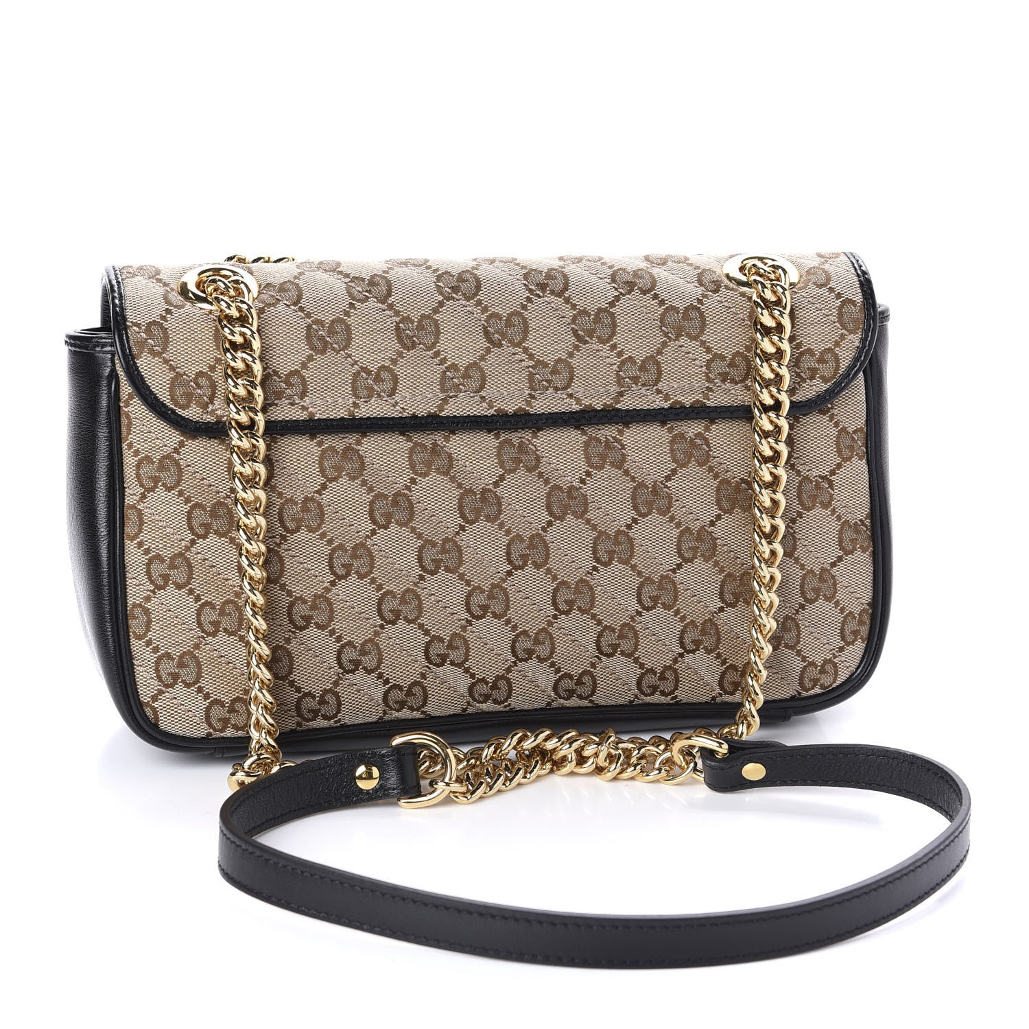 Gucci Monogram Matelasse Diagonal Small GG Marmont Shoulder Bag Beige Black 3 of 10