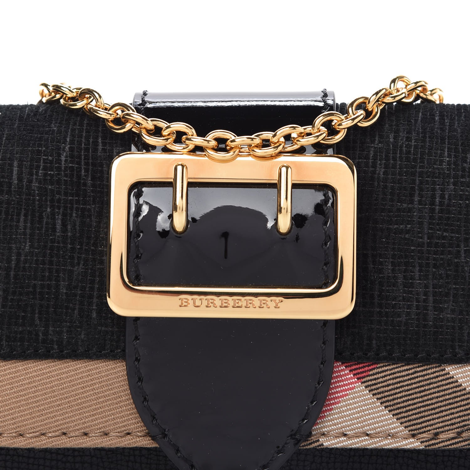Burberry House Check Calfskin Small Madison Buckle Bag Black 9 of 9