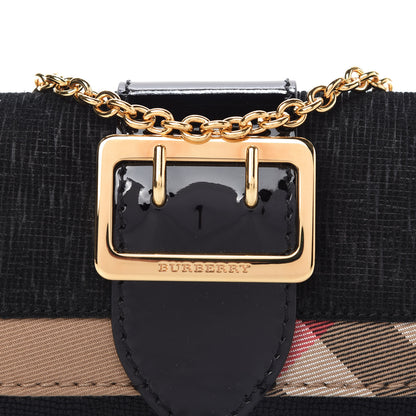 Burberry House Check Calfskin Small Madison Buckle Bag Black 9 of 9