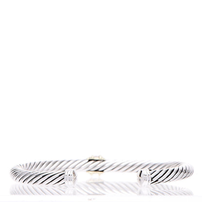 David Yurman Sterling Silver 14K Yellow Gold Ruby 5mm Cable Classics Single Station Bracelet 4 of 7