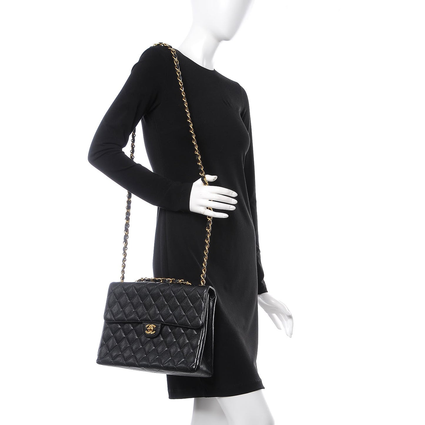 Caviar Quilted Jumbo Single Flap Black