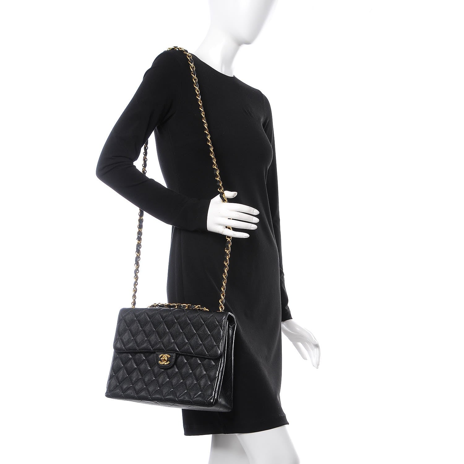 Chanel Caviar Quilted Jumbo Single Flap Black 3 of 8