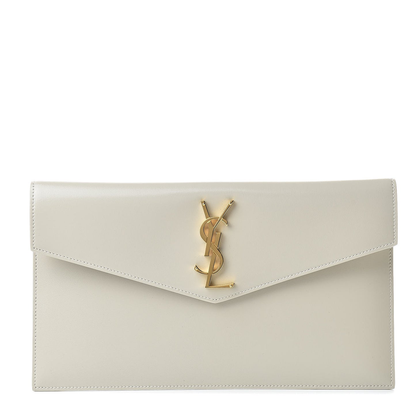 Smooth Shiny Calfskin Uptown Pouch Crema Soft
