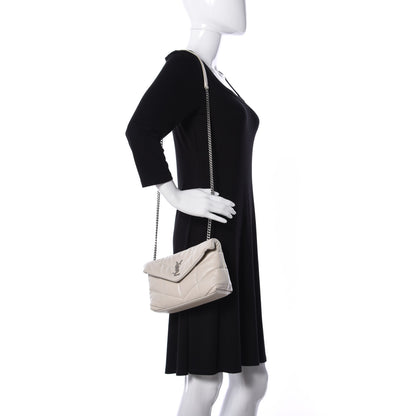 Saint Laurent Lambskin Quilted Toy Loulou Puffer Monogram Chain Satchel Crema Soft 2 of 9