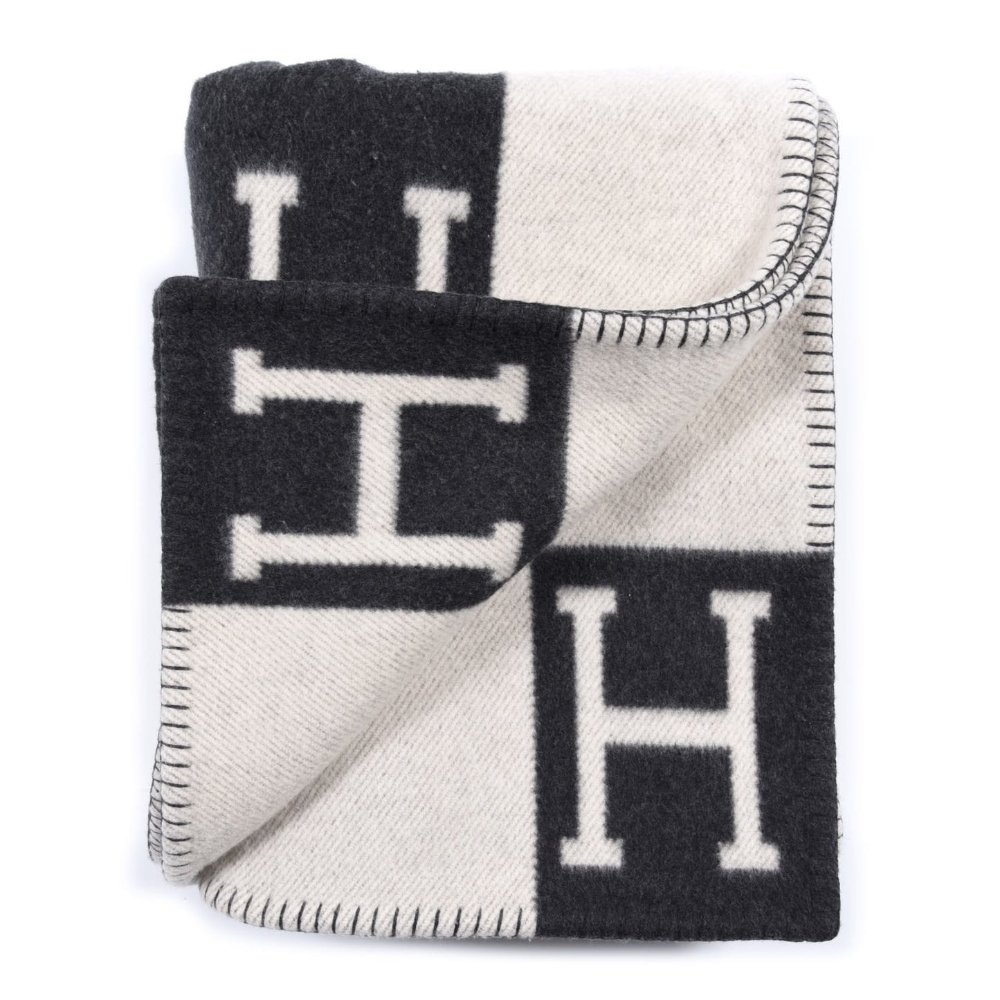 Wool Cashmere Avalon Blanket Ecru Gris Fonce