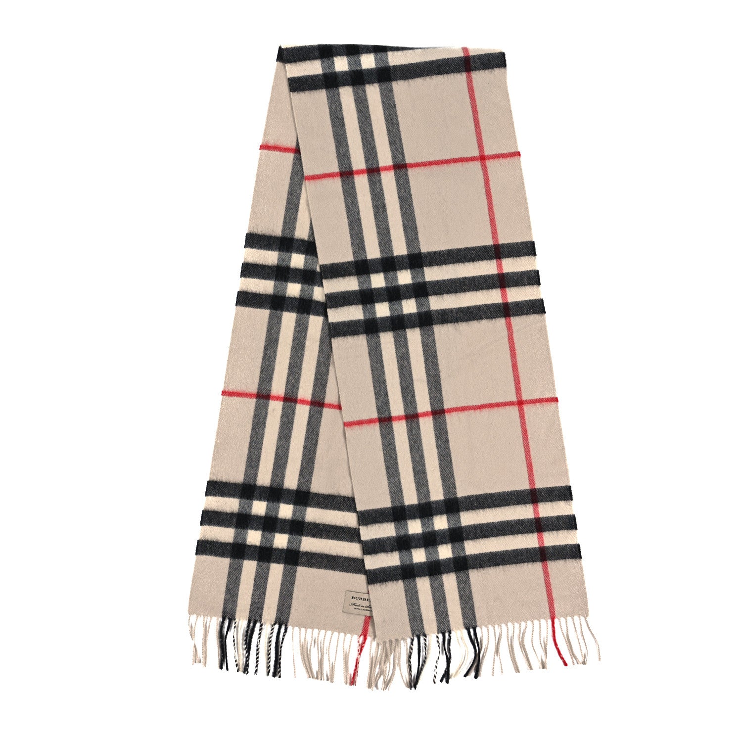 Burberry Cashmere House Check Fringe Scarf Camel 2 of 3