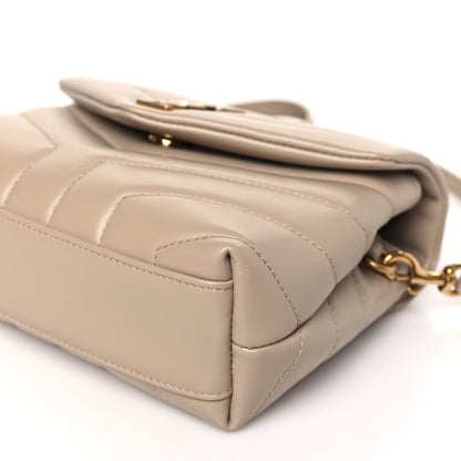 Saint Laurent Calfskin Y Quilted Monogram Toy Loulou Crossbody Bag Dark Beige 9 of 10