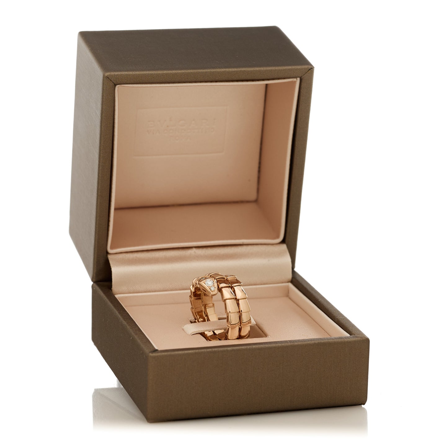 18K Rose Gold Diamond Serpenti Viper Wrap Ring M