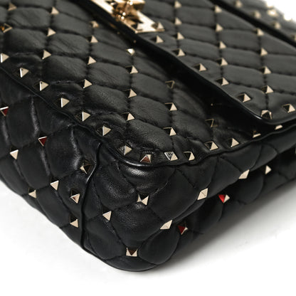 Valentino Garavani Lambskin Medium Rockstud Spike Shoulder Bag Black 11 of 12