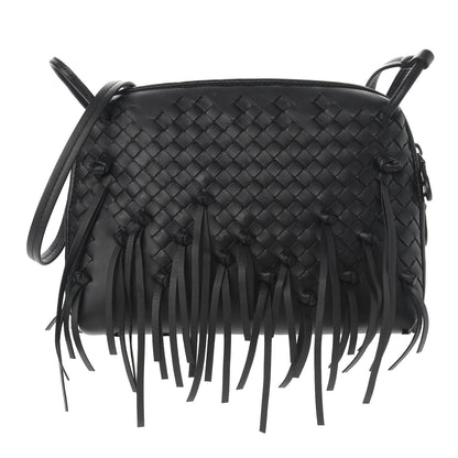 Bottega Veneta Nappa Intrecciato Fringe Nodini Crossbody Messenger Black 1 of 10