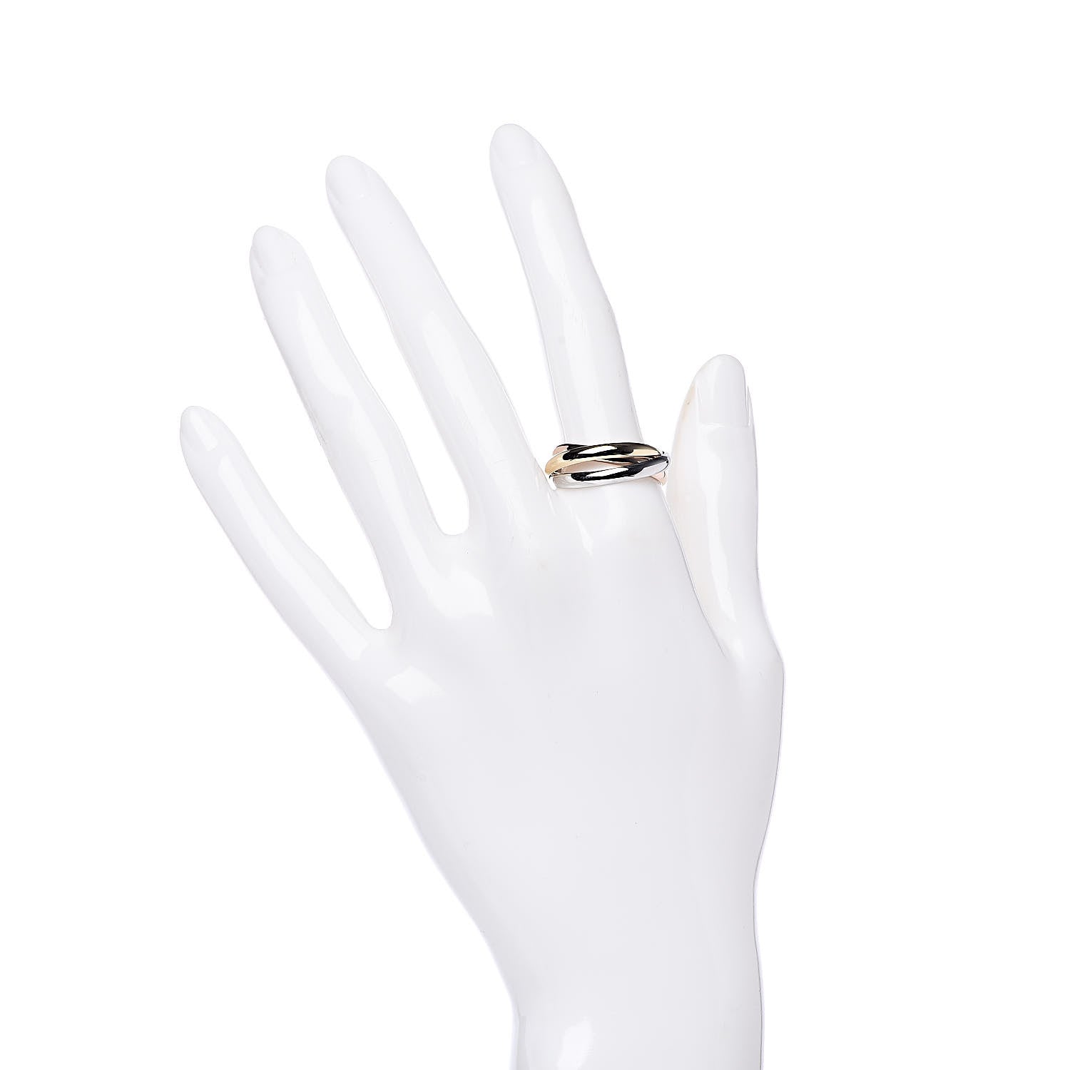 Cartier 18K Pink Yellow White Gold Small Trinity Ring 58 8.25 2 of 5