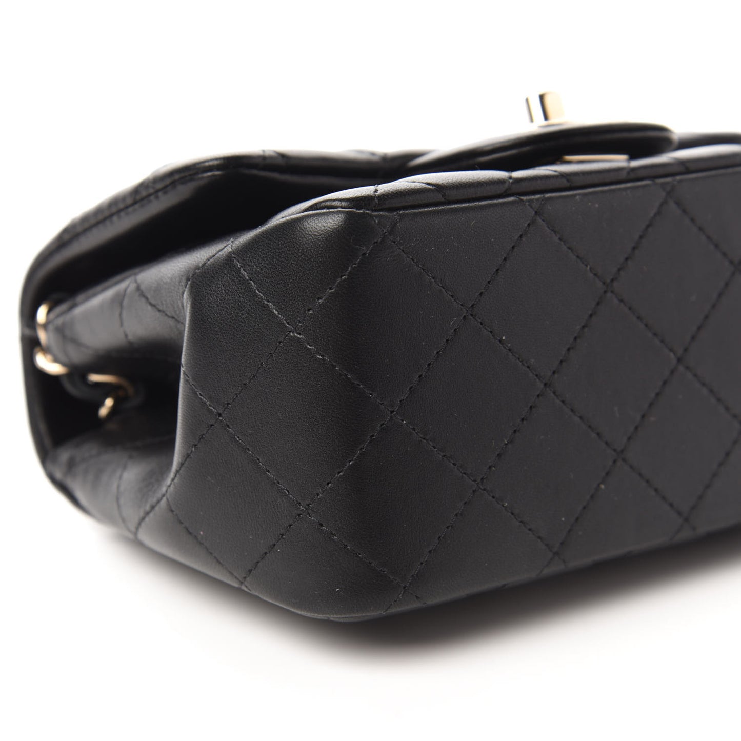 Lambskin Quilted Mini Square Flap Black