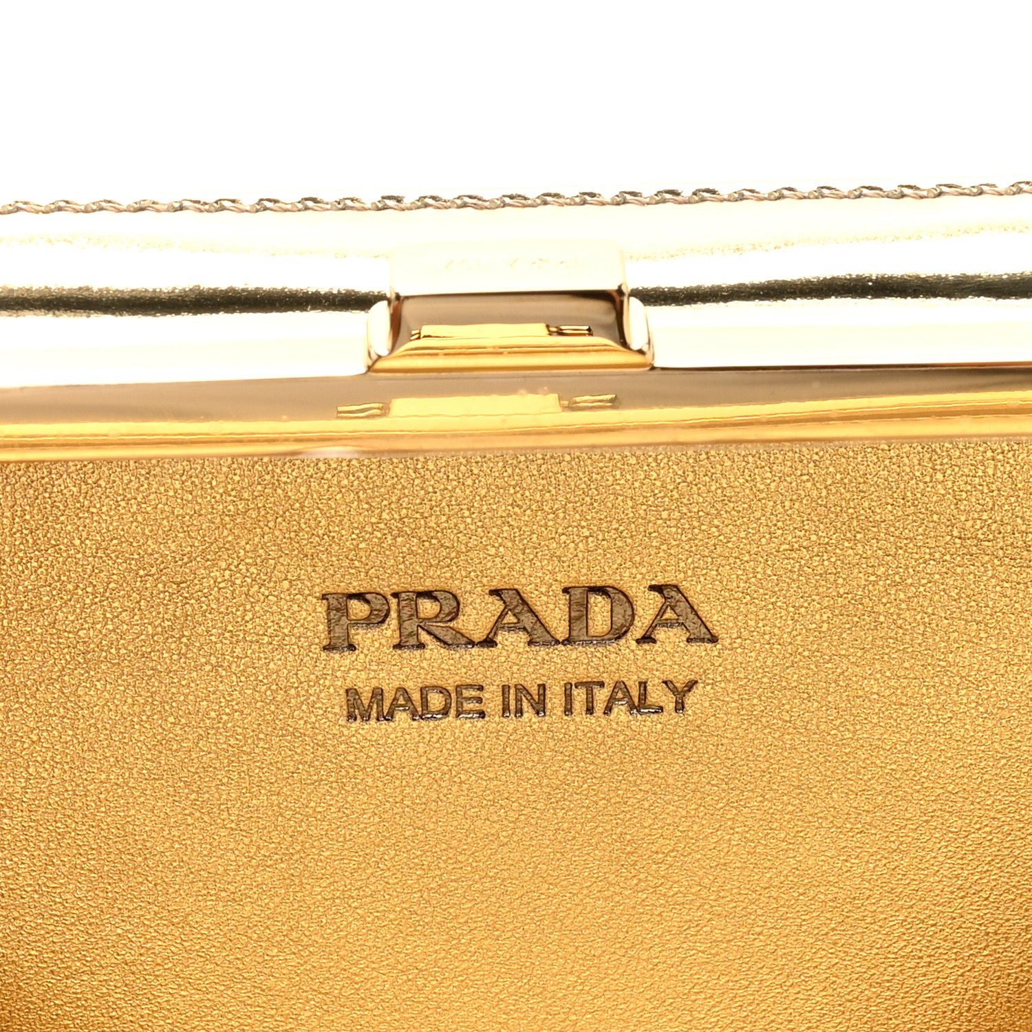 Prada Metallic Patent Triangle Crossbody Clutch Platino 6 of 8
