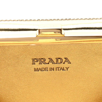 Prada Metallic Patent Triangle Crossbody Clutch Platino 6 of 8