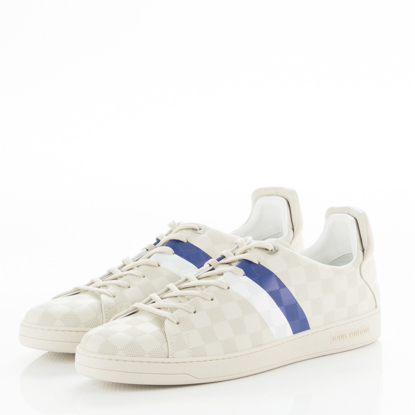 Calfskin Damier Embossed Frontrow Sneakers 11 Creme