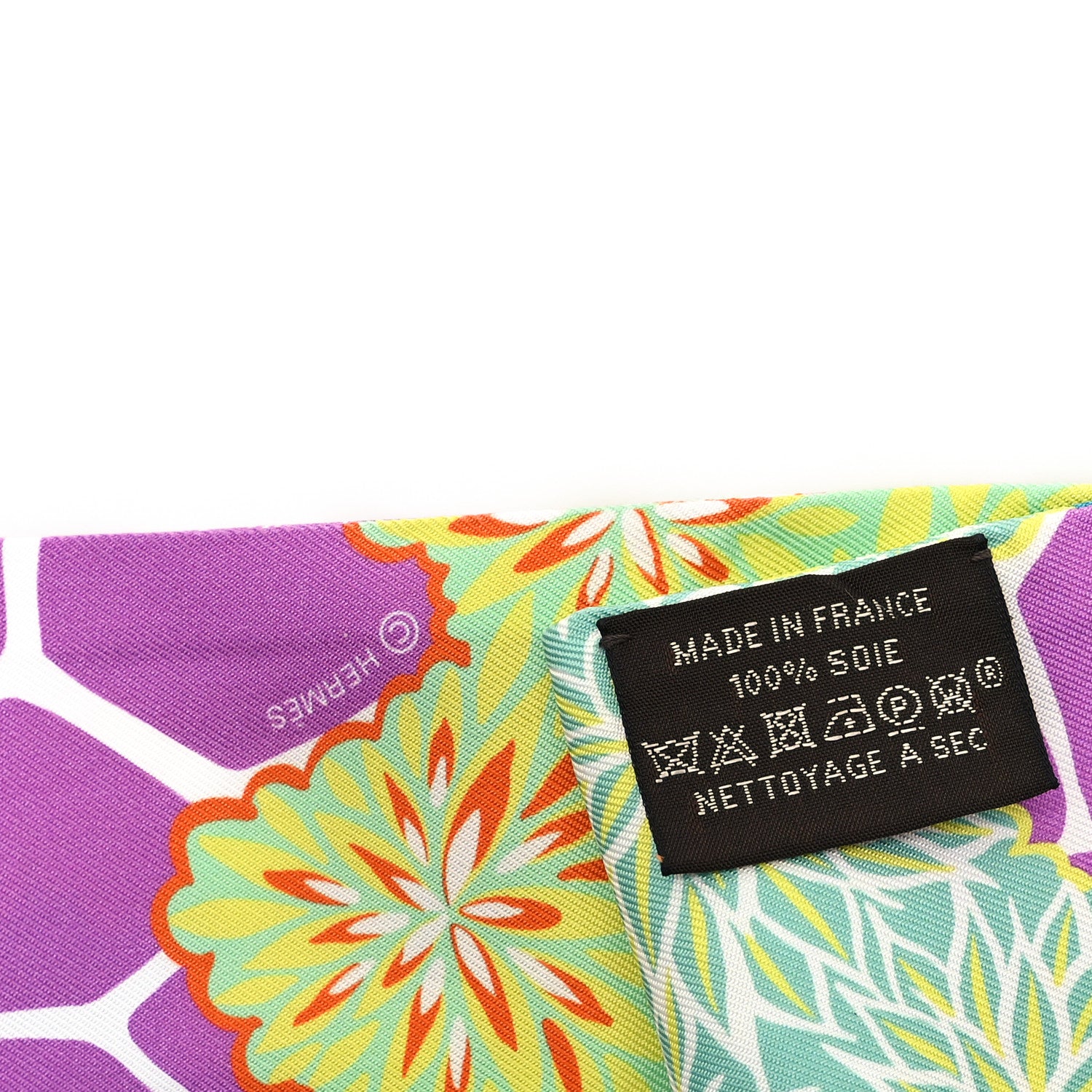 Hermes Silk The Three Graces Twilly Canard Mauve Jaune Fluo 3 of 3