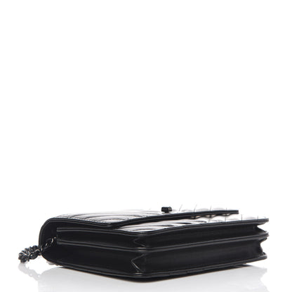 Chanel Aged Calfskin Chevron Quilted Reissue 2.55 Square Wallet On Chain WOC So Black 4 of 10