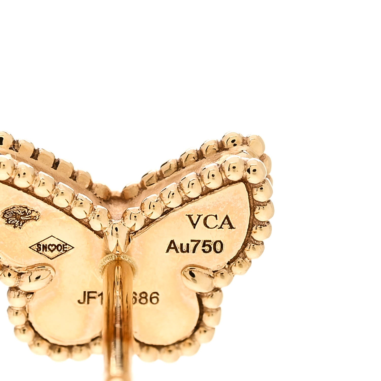 Van Cleef & Arpels 18K Yellow Gold Mother of Pearl Sweet Alhambra Butterfly Earrings 4 of 6