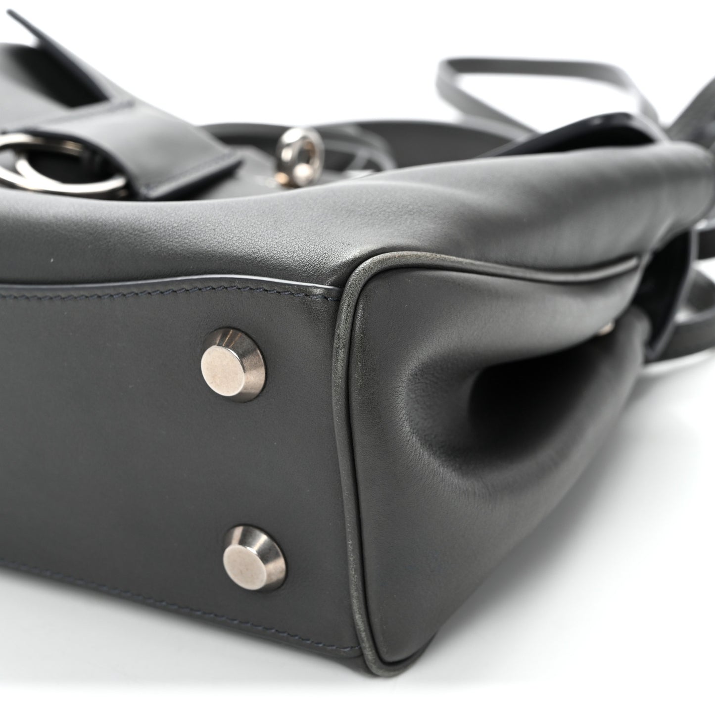 Natural Smooth Calfskin Mini Rodeo Top Handle Handbag Grey