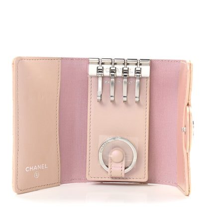 Chanel Iridescent Calfskin Quilted Classic 4 Key Holder Wallet Pink 5 of 10