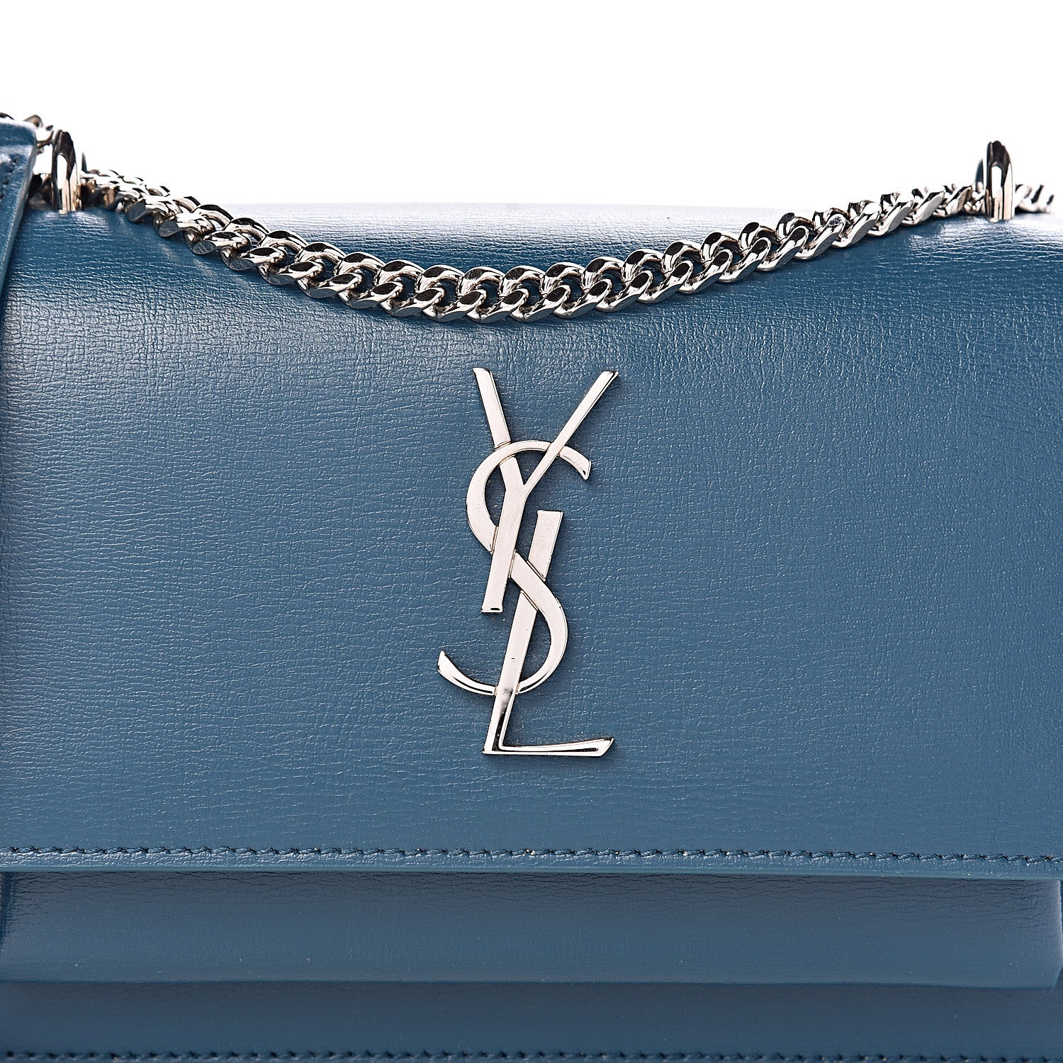 Saint Laurent Calfskin Monogram Sunset Chain Wallet Peacock 8 of 12