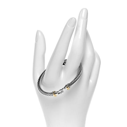 David Yurman Sterling Silver 18K Yellow Gold 5mm Cable Classic Buckle Bracelet 2 of 5