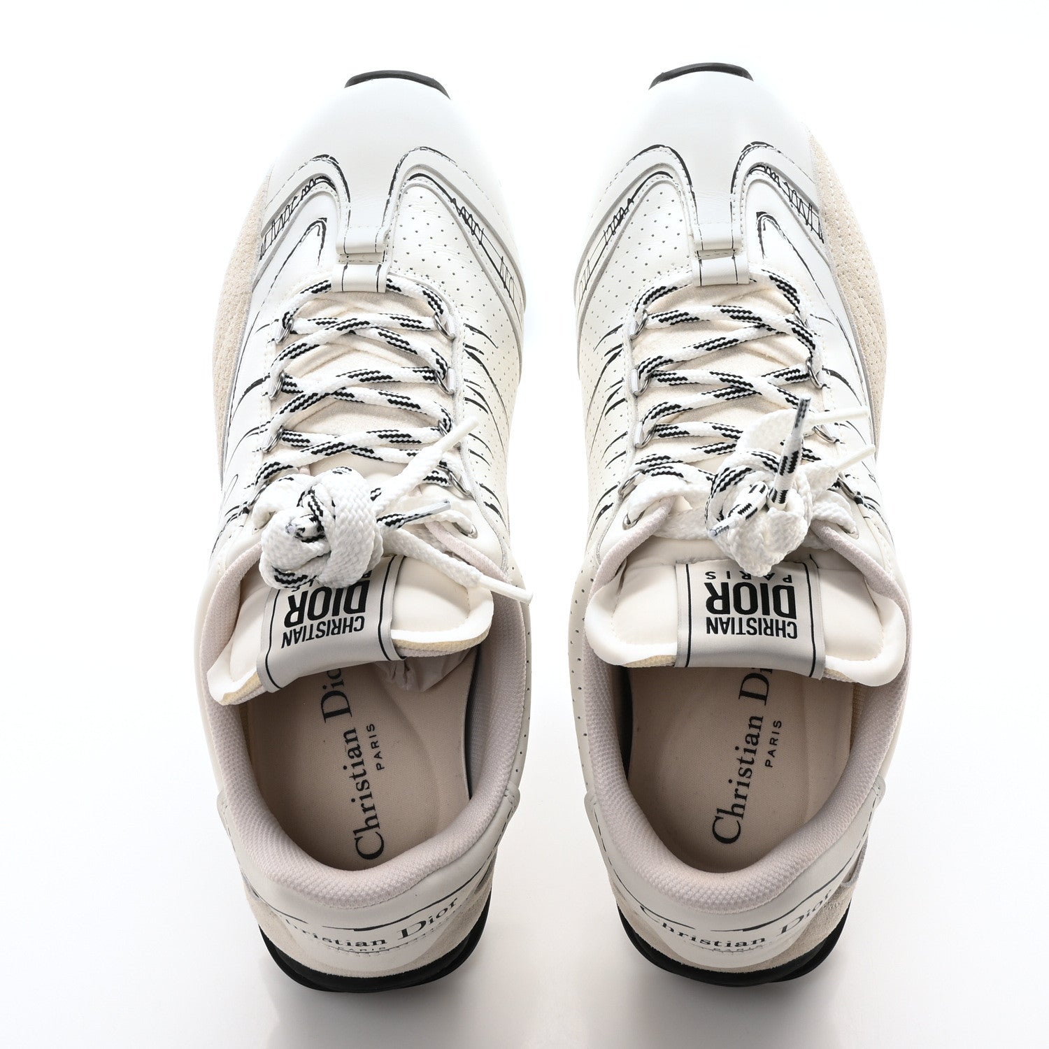 Christian Dior Calfskin Nylon Womens D-Sketch Sneakers 41 White 2 of 8