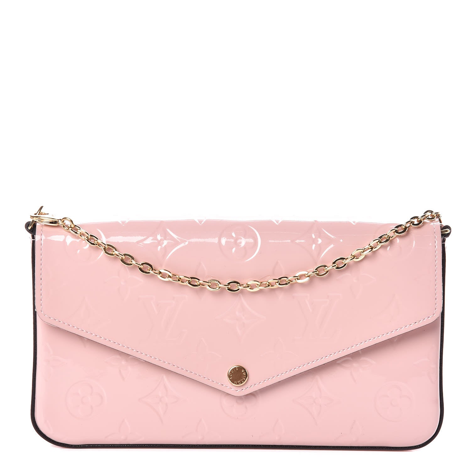 Louis Vuitton Vernis Felicie Chain Wallet Rose Ballerine 1 of 8