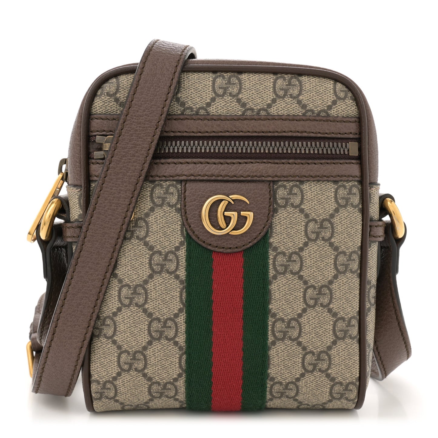 GG Supreme Monogram Web Mini Ophidia Messenger Brown