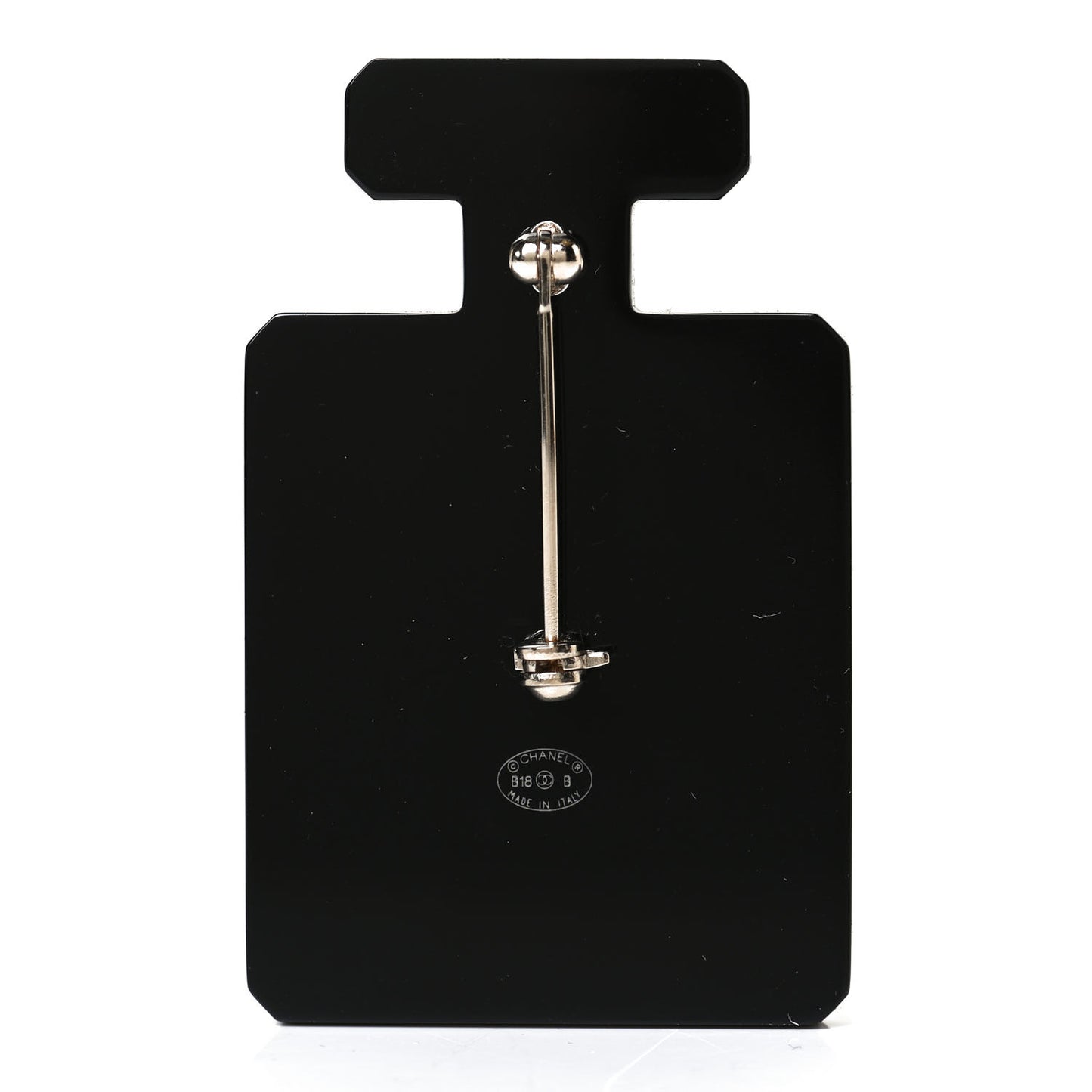 Resin Pearl Perfume Bottle CC Brooch Black Gold
